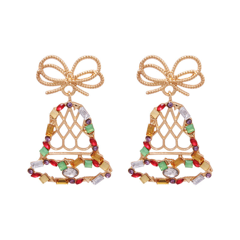 Wholesale 2 Pairs/pack Christmas Deer Gingerbread Man Bell Alloy Earrings